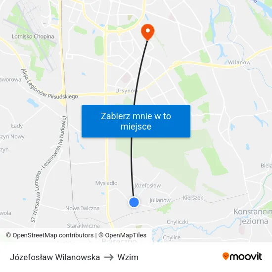 Józefosław Wilanowska to Wzim map