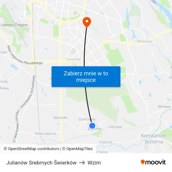 Julianów Srebrnych Świerków to Wzim map