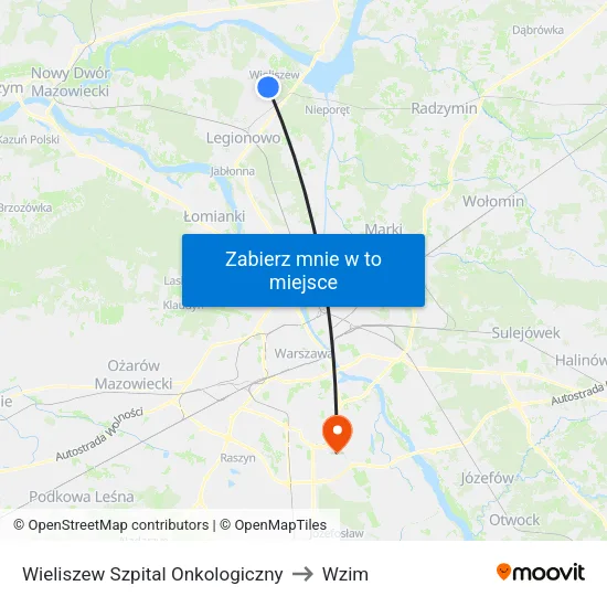 Wieliszew Szpital Onkologiczny to Wzim map