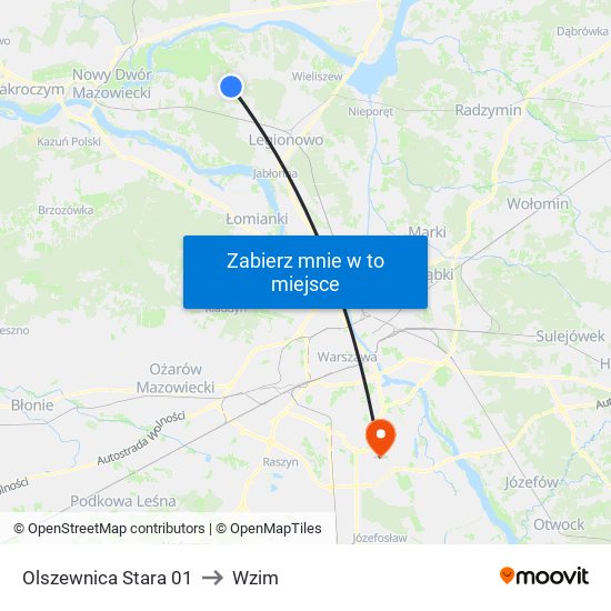 Olszewnica Stara 01 to Wzim map