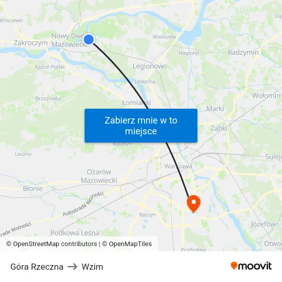 Góra Rzeczna to Wzim map