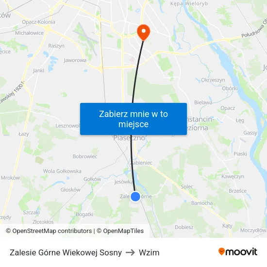Zalesie Górne Wiekowej Sosny to Wzim map