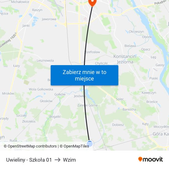 Uwieliny - Szkoła 01 to Wzim map