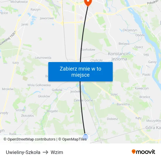 Uwieliny - Szkoła to Wzim map