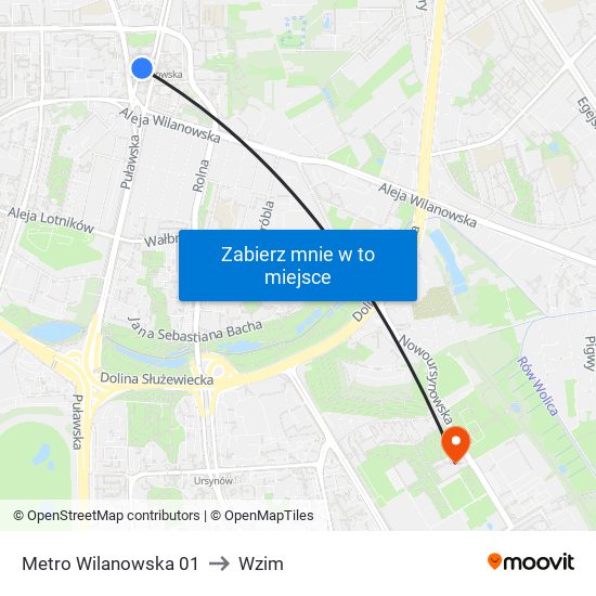 Metro Wilanowska 01 to Wzim map