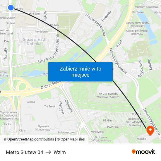 Metro Służew 04 to Wzim map