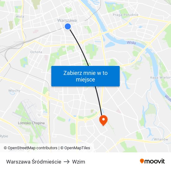 Warszawa Śródmieście to Wzim map