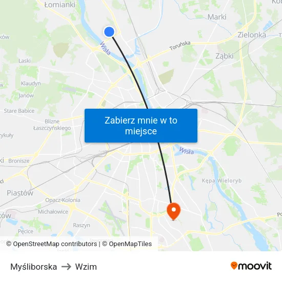 Myśliborska to Wzim map