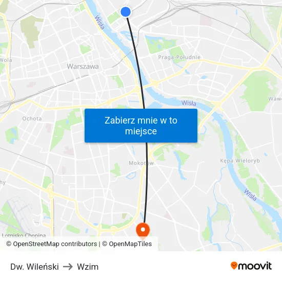 Dw. Wileński to Wzim map