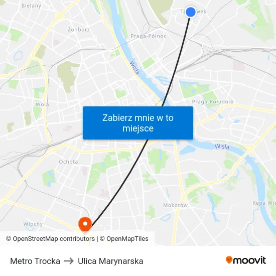 Metro Trocka to Ulica Marynarska map