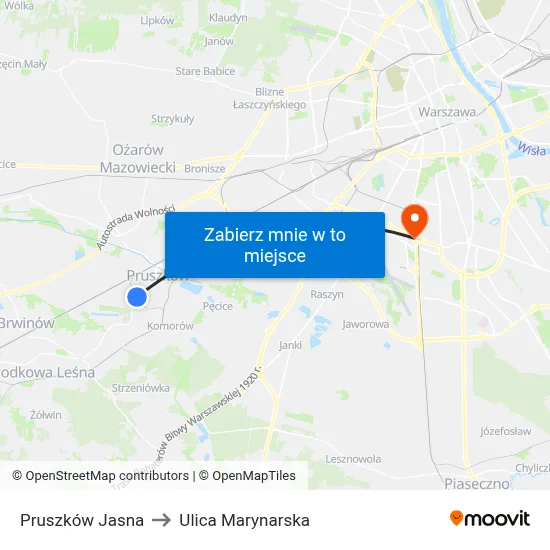 Pruszków Jasna to Ulica Marynarska map