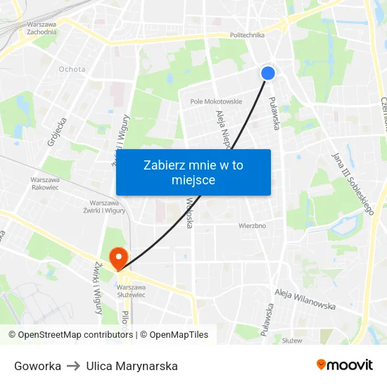 Goworka to Ulica Marynarska map