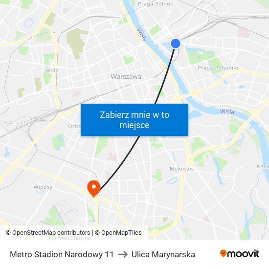 Metro Stadion Narodowy 11 to Ulica Marynarska map