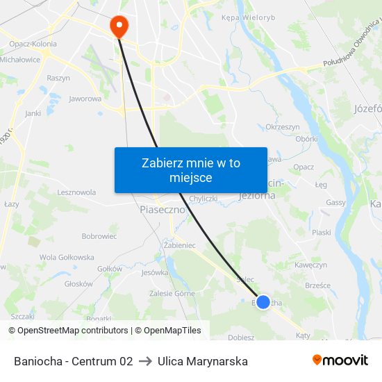 Baniocha - Centrum 02 to Ulica Marynarska map