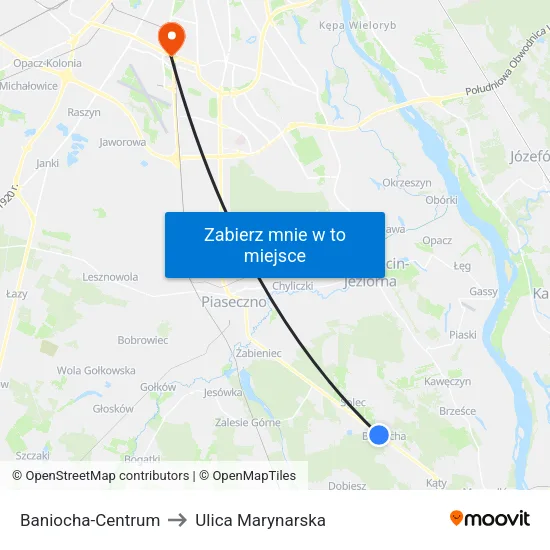 Baniocha - Centrum to Ulica Marynarska map