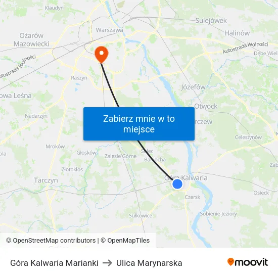 Góra Kalwaria Marianki to Ulica Marynarska map
