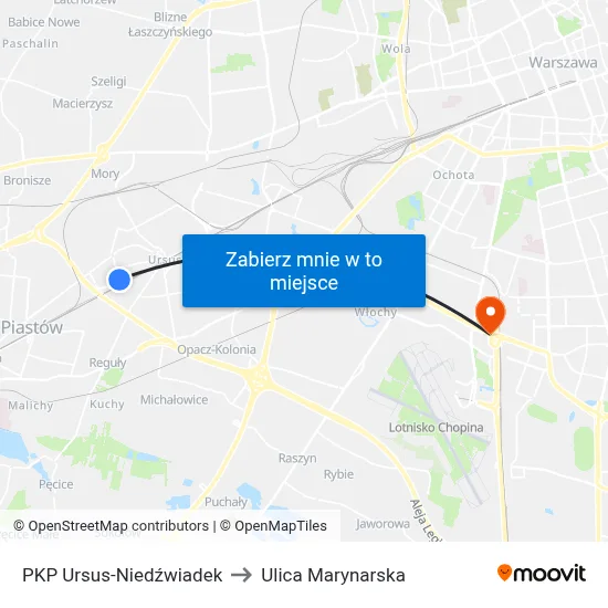 PKP Ursus-Niedźwiadek to Ulica Marynarska map
