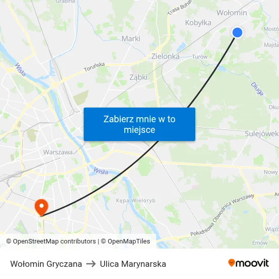 Wołomin Gryczana to Ulica Marynarska map
