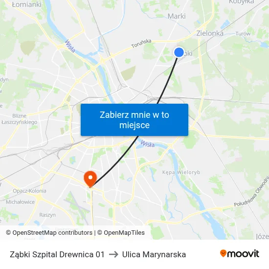 Ząbki Szpital Drewnica 01 to Ulica Marynarska map