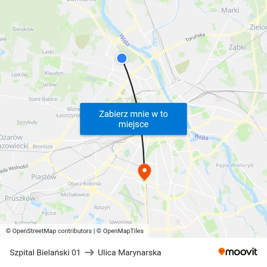 Szpital Bielański 01 to Ulica Marynarska map