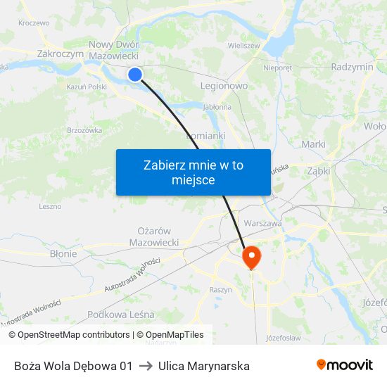 Boża Wola Dębowa 01 to Ulica Marynarska map