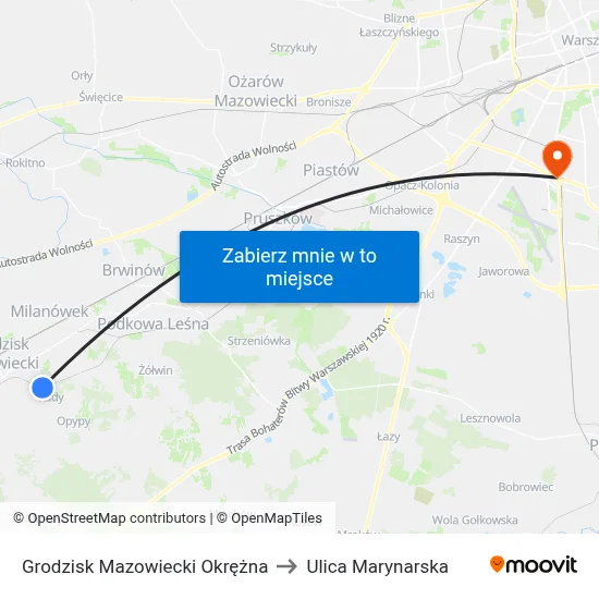 Grodzisk Mazowiecki Okrężna to Ulica Marynarska map