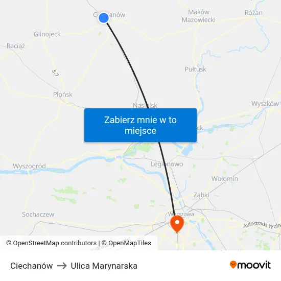 Ciechanów to Ulica Marynarska map