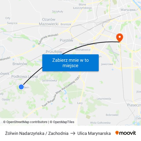 Żółwin Nadarzyńska / Zachodnia to Ulica Marynarska map