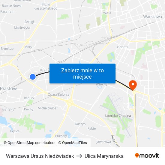 Warszawa Ursus Niedźwiadek to Ulica Marynarska map