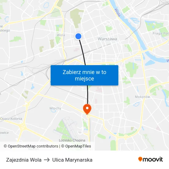 Zajezdnia Wola to Ulica Marynarska map