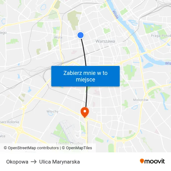 Okopowa to Ulica Marynarska map