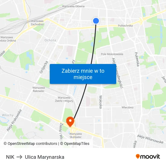NIK to Ulica Marynarska map