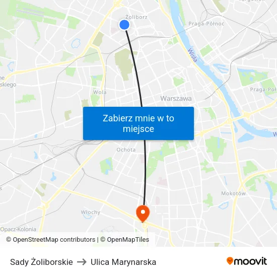 Sady Żoliborskie to Ulica Marynarska map