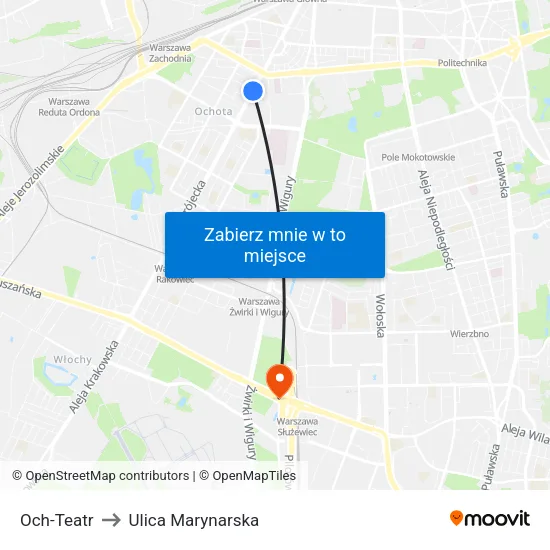 Och-Teatr to Ulica Marynarska map