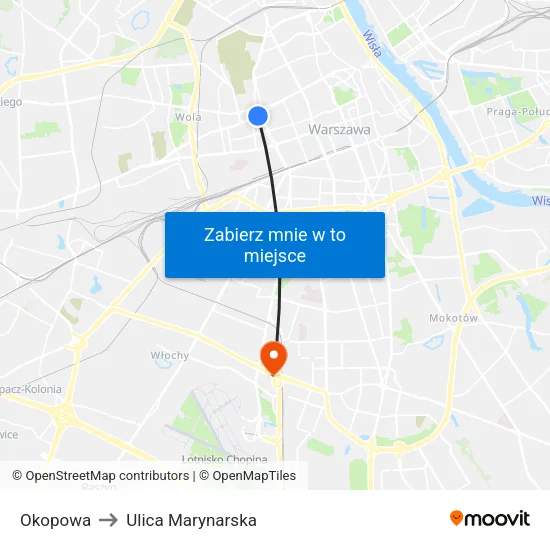 Okopowa to Ulica Marynarska map
