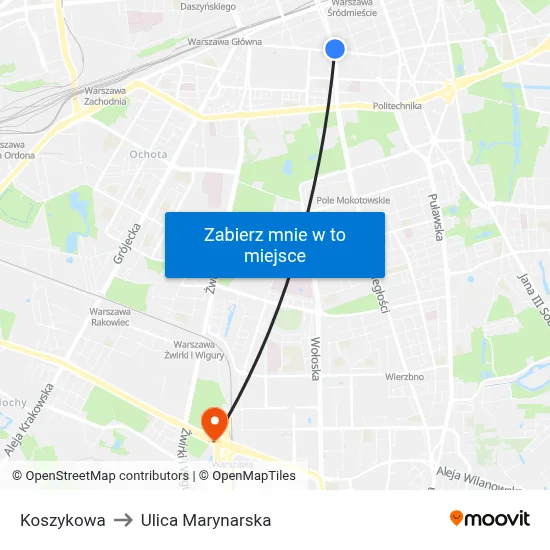 Koszykowa to Ulica Marynarska map