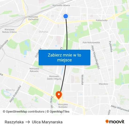 Raszyńska to Ulica Marynarska map