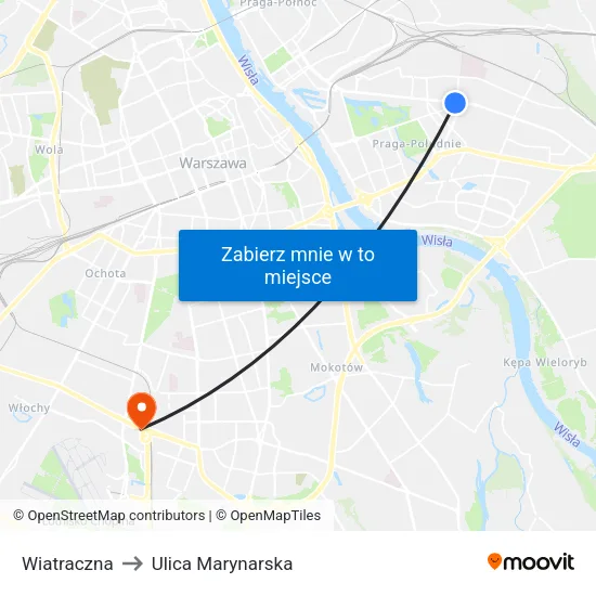 Wiatraczna to Ulica Marynarska map