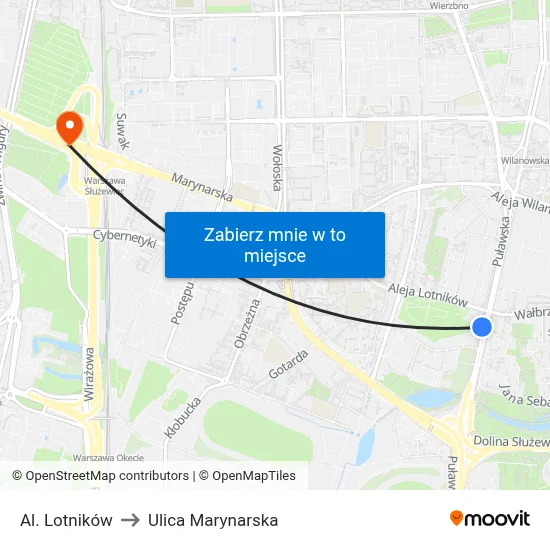 Al. Lotników to Ulica Marynarska map