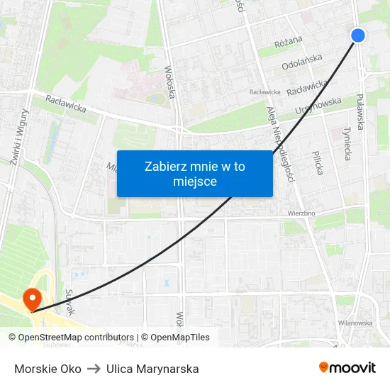 Morskie Oko to Ulica Marynarska map
