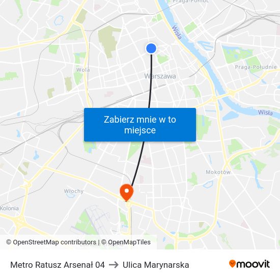 Metro Ratusz Arsenał to Ulica Marynarska map