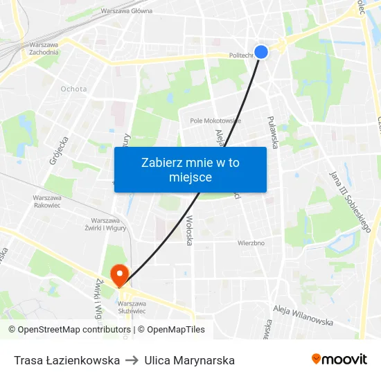 Trasa Łazienkowska to Ulica Marynarska map