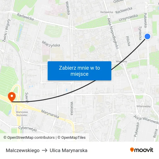 Malczewskiego to Ulica Marynarska map