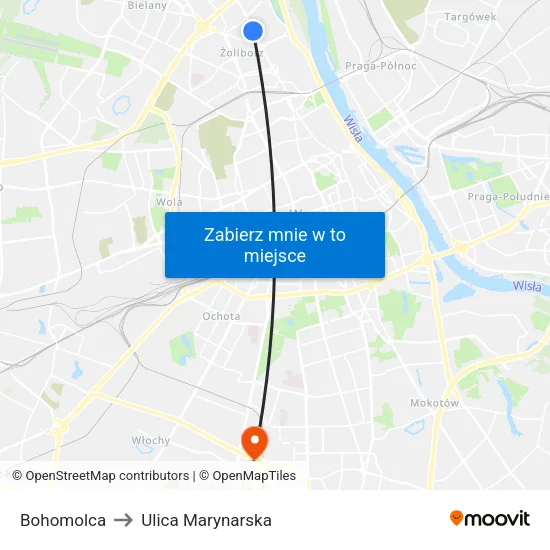 Bohomolca to Ulica Marynarska map