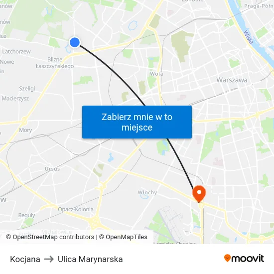 Kocjana to Ulica Marynarska map