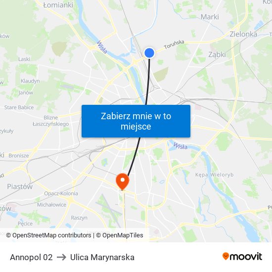 Annopol to Ulica Marynarska map