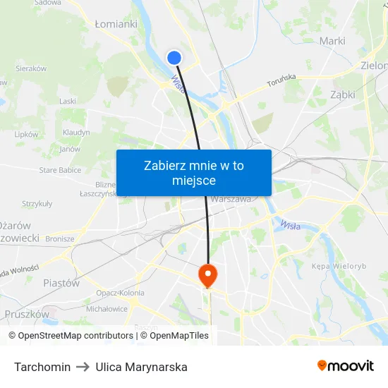 Tarchomin to Ulica Marynarska map