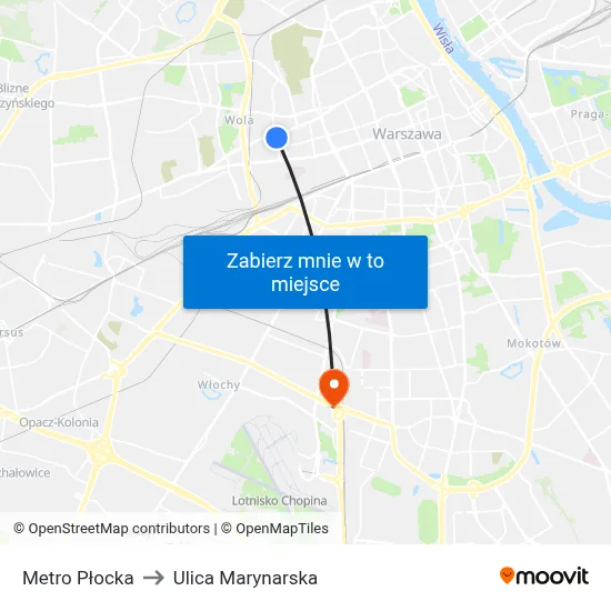 Metro Płocka to Ulica Marynarska map