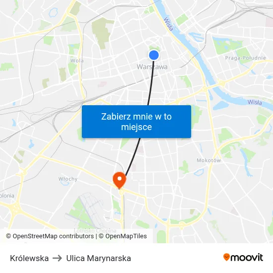 Królewska to Ulica Marynarska map
