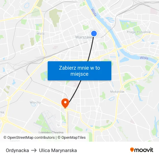 Ordynacka to Ulica Marynarska map